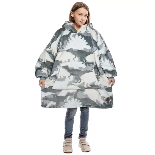 Catalonia Blanket Hoodie for Kids Oversized Wearable Sherpa Sweatshirt Pullover for Teens Youth Gift IdeaDinosaur Kids