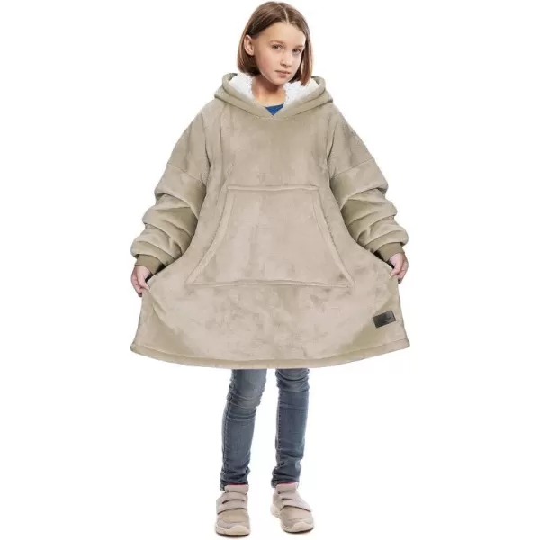 Catalonia Blanket Hoodie for Kids Oversized Wearable Sherpa Sweatshirt Pullover for Teens Youth Gift IdeaLatte Kids