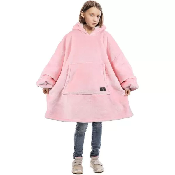 Catalonia Blanket Hoodie for Kids Oversized Wearable Sherpa Sweatshirt Pullover for Teens Youth Gift IdeaPink Kids