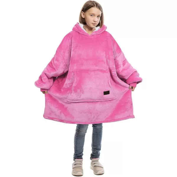 Catalonia Blanket Hoodie for Kids Oversized Wearable Sherpa Sweatshirt Pullover for Teens Youth Gift IdeaRose Pink Kids