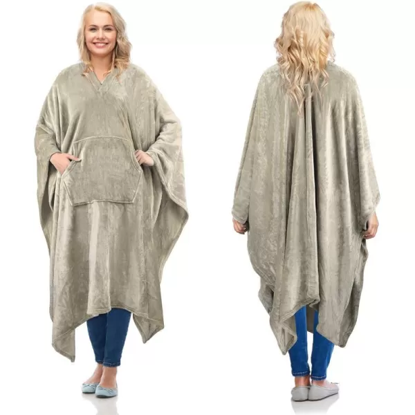 Catalonia Fleece Wearable Blanket Poncho for Adult Women Men Travel Wrap Blanket Cape with Pocket  Warm Soft Cozy Snuggly Gift for Her No Sleeves  AllSeasonCamel Fleece