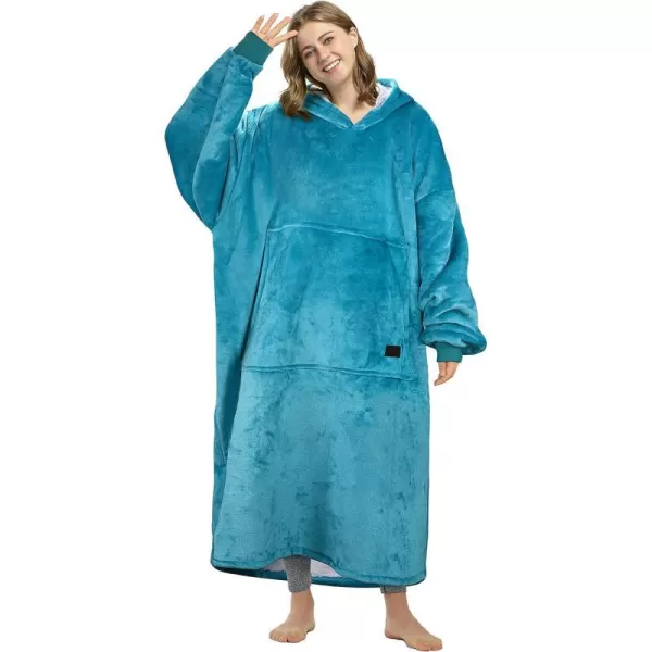 Catalonia Full Body Blanket Hoodie Sweatshirt Extra Long Lounging PulloverAqua GreenExtra Long