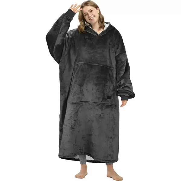 Catalonia Full Body Blanket Hoodie Sweatshirt Extra Long Lounging PulloverBlackExtra Long