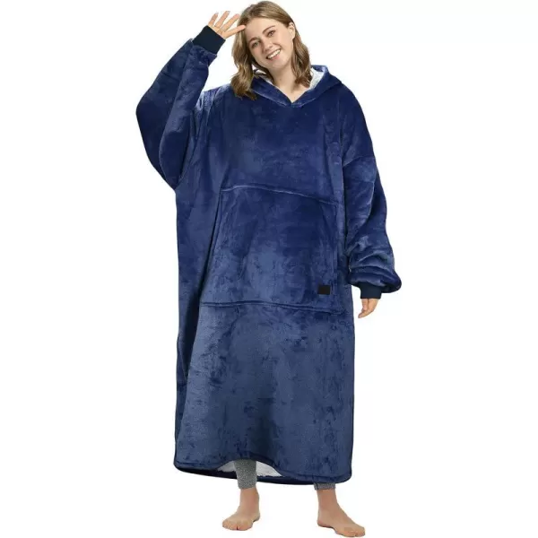 Catalonia Full Body Blanket Hoodie Sweatshirt Extra Long Lounging PulloverBlue