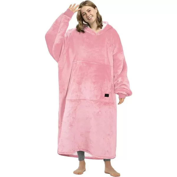 Catalonia Full Body Blanket Hoodie Sweatshirt Extra Long Lounging PulloverPinkextra Long