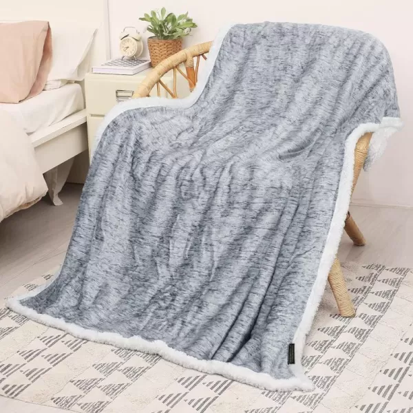 Catalonia Grey Sherpa Throw Blanket Super Soft Fluffy Fuzzy Comfy Velvet Plush Fleece TV Blankets and Throws for Sofa Couch Bed for Adults Child 50x60 MelangeMelange Grey