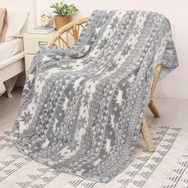 Catalonia Grey Sherpa Throw Blanket Super Soft Fluffy Fuzzy Comfy Velvet Plush Fleece TV Blankets and Throws for Sofa Couch Bed for Adults Child 50x60 MelangeGray