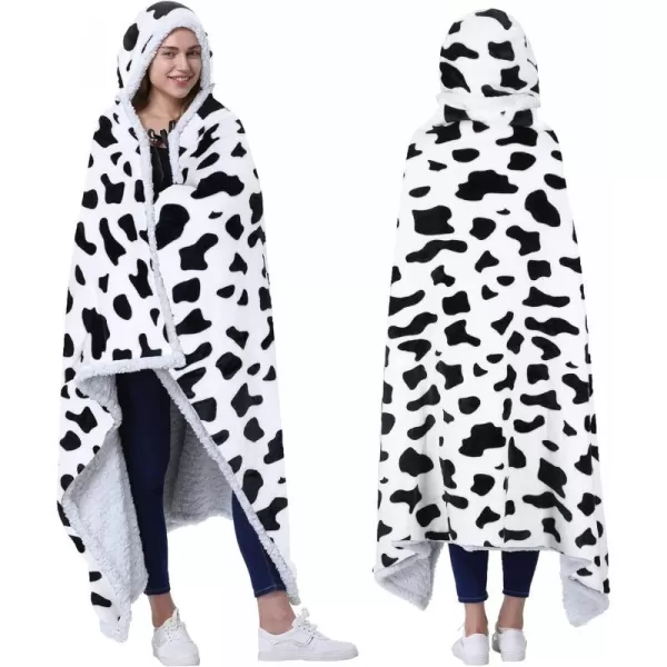 Catalonia Hooded Blanket Poncho  Wearable Blanket Wrap with Hand Pockets  Comfy Sherpa Fleece Throw Cape for Children and Adults Women GiftHooded Blanket Dalmatian