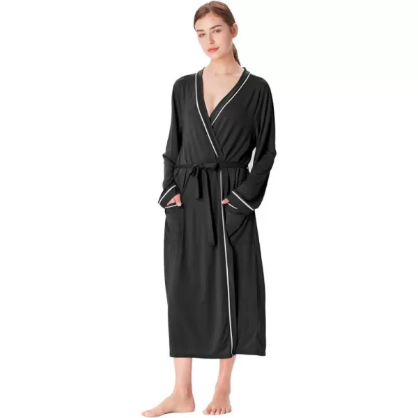 Catalonia Lightweight Womens Robes Ladies Bathrobe Silky Soft Long Summer KimonoBlack