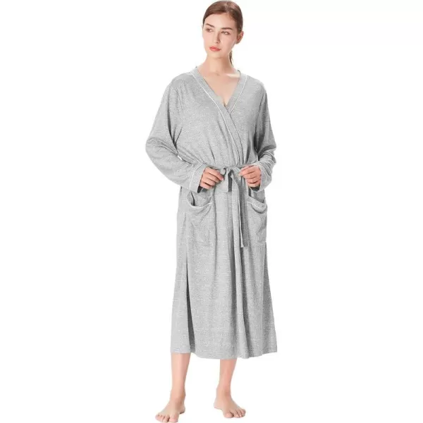 Catalonia Lightweight Womens Robes Ladies Bathrobe Silky Soft Long Summer KimonoGray Ash