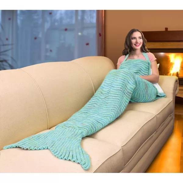 Catalonia Mermaid Tail Sherpa Blanket Super Soft Warm Comfy SherpaLined Knit Mermaids with NonSlip Neck Strap for Girls Women Adults Teens Birthday BlueGreen  Sherpa Lining