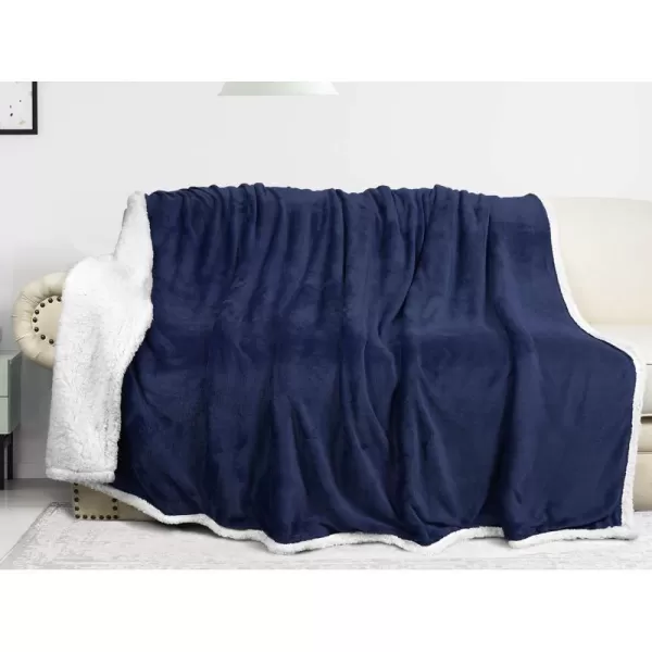 Catalonia Navy Blue Sherpa Fleece Blanket for Bed Super Soft Fleece Plush Sofa Couch Throw Blanket TV Bed Blanket Comfy Cozy Fluffy Warm Comforter Caring Gift 60x80 inch60x80 inches Blue