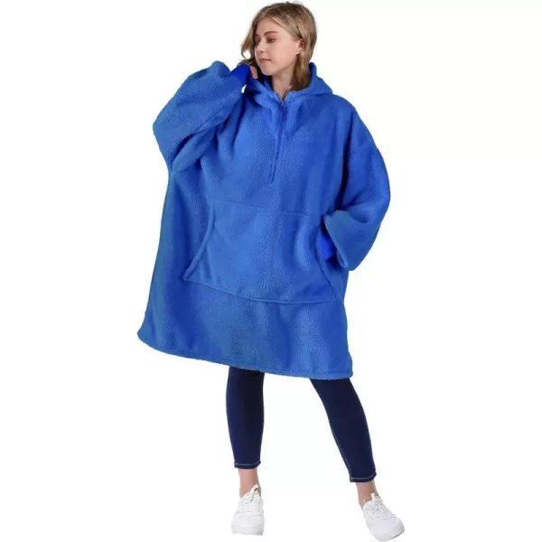 Catalonia Oversized Blanket Hoodie Sweatshirt Wearable Lounging Fleece Pullover Gift for Adults Women Men Kids Wife PurpleRoyal Blue  Faux Shearling