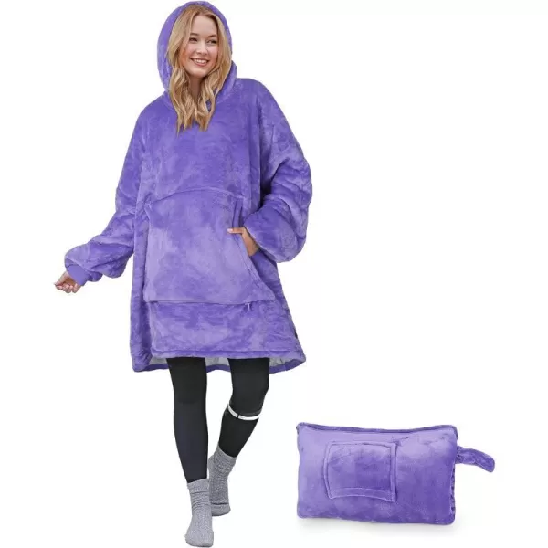 Catalonia Oversized Blanket Hoodie Sweatshirt Wearable Sherpa Blanket Pullover Ideal GiftingPurple