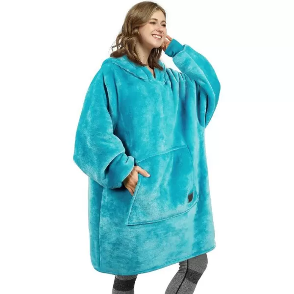 Catalonia Oversized Blanket Hoodie Sweatshirt Wearable Sherpa Lounging Pullover for Adults Women MenAqua Green