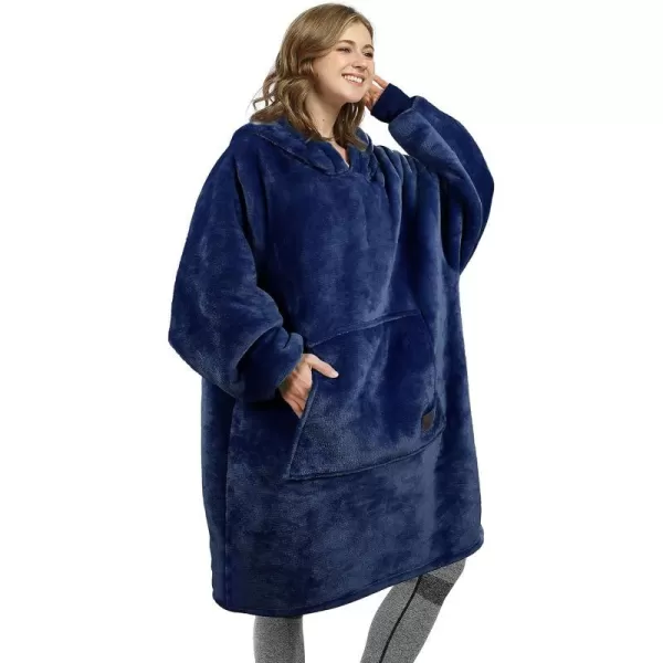 Catalonia Oversized Blanket Hoodie Sweatshirt Wearable Sherpa Lounging Pullover for Adults Women MenBlue