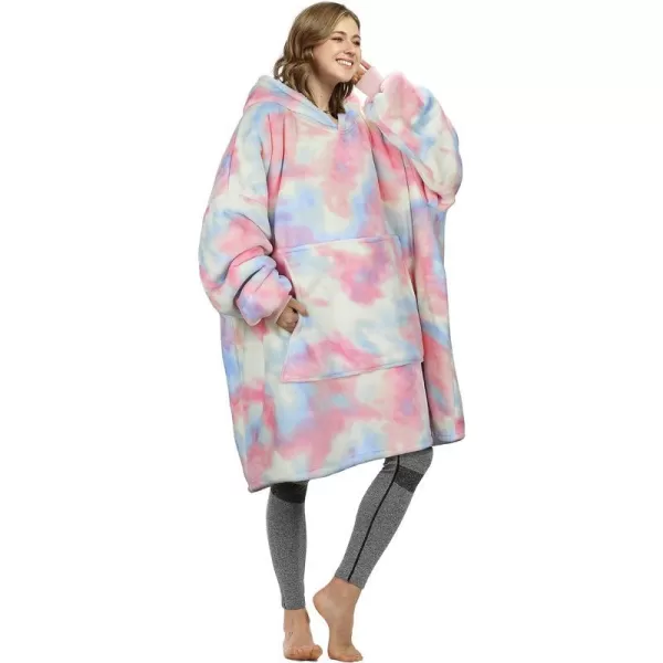 Catalonia Oversized Blanket Hoodie Sweatshirt Wearable Sherpa Lounging Pullover for Adults Women MenCotton Candy