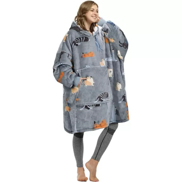 Catalonia Oversized Blanket Hoodie Sweatshirt Wearable Sherpa Lounging Pullover for Adults Women MenDog