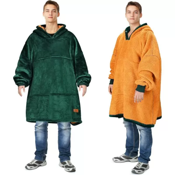 Catalonia Oversized Blanket Hoodie Sweatshirt Wearable Sherpa Lounging Pullover for Adults Women MenGreenYellow