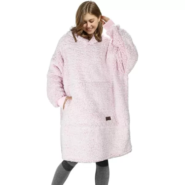 Catalonia Oversized Blanket Hoodie Sweatshirt Wearable Sherpa Lounging Pullover for Adults Women MenOmbre Pink