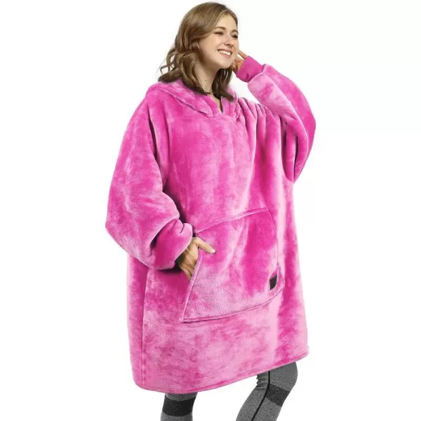 Catalonia Oversized Blanket Hoodie Sweatshirt Wearable Sherpa Lounging Pullover for Adults Women MenRose Pink