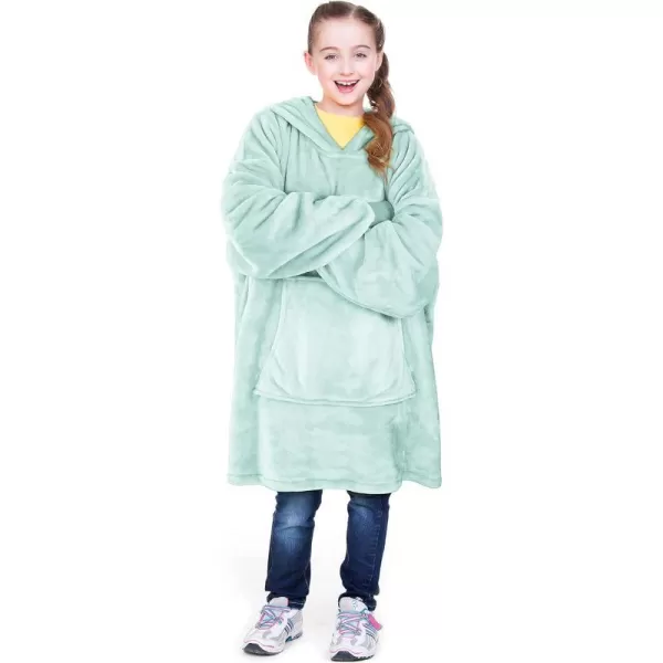 Catalonia Oversized Blanket Hoodie Sweatshirt for Kids Wearable Fleece Pullover with Large Front Pocket Teen Boys GirlsAqua