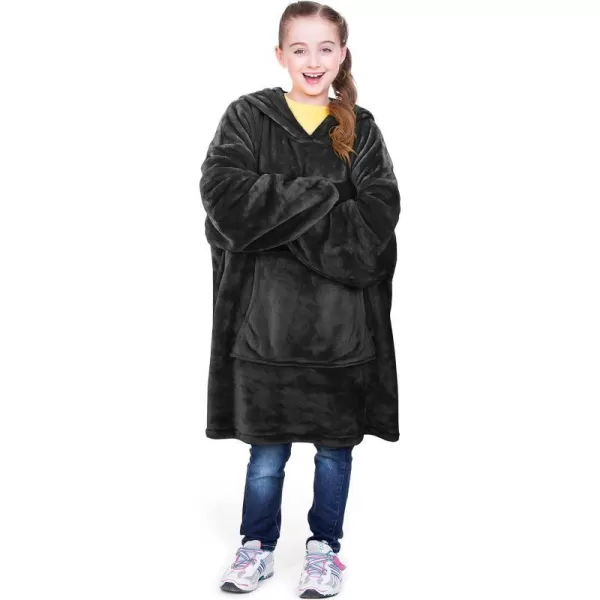 Catalonia Oversized Blanket Hoodie Sweatshirt for Kids Wearable Fleece Pullover with Large Front Pocket Teen Boys GirlsBlack