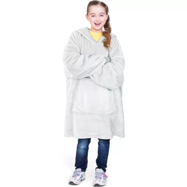 Catalonia Oversized Blanket Hoodie Sweatshirt for Kids Wearable Fleece Pullover with Large Front Pocket Teen Boys GirlsDove Grey