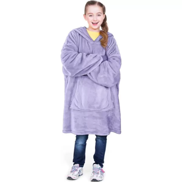 Catalonia Oversized Blanket Hoodie Sweatshirt for Kids Wearable Fleece Pullover with Large Front Pocket Teen Boys GirlsLavender