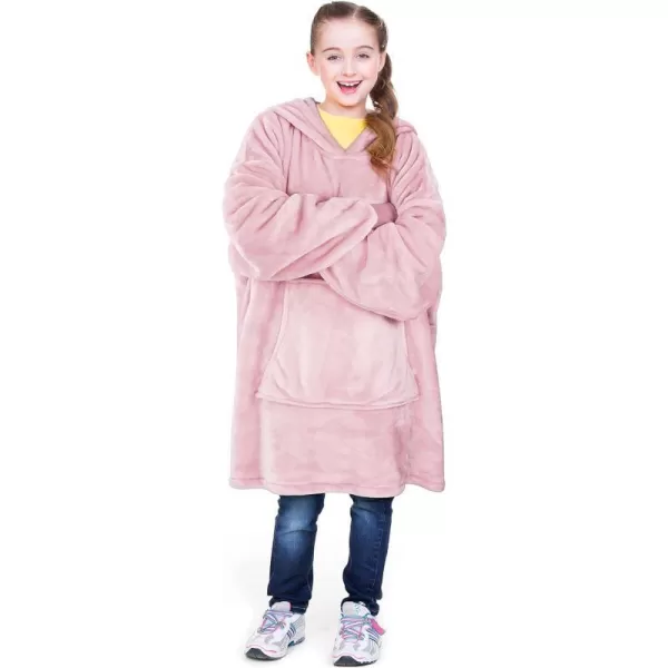 Catalonia Oversized Blanket Hoodie Sweatshirt for Kids Wearable Fleece Pullover with Large Front Pocket Teen Boys GirlsPink