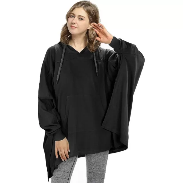 Catalonia Oversized Hoodie Sweatshirt Poncho Casual Hoodie Cape Batwing Coat Pullover Blanket for Adults Women MenBlack