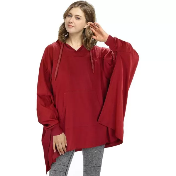 Catalonia Oversized Hoodie Sweatshirt Poncho Casual Hoodie Cape Batwing Coat Pullover Blanket for Adults Women MenRed