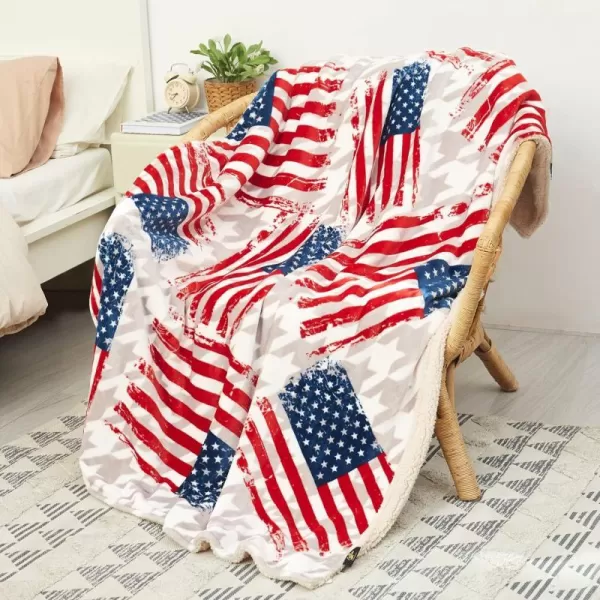 Catalonia Patriotic US Flag Blanket American National Flag Throws Sherpa Fleece Reversible Blanket for Couch Bed Decor 4th of July Citizenship Veteran Gift 50X70 inchesThrow50x70 American Flags