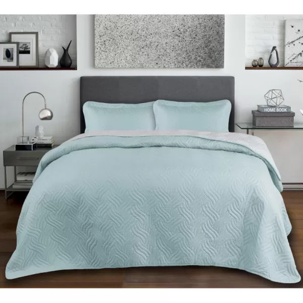 Catalonia Queen Size Quilt Set Lightweight Bedspread for Summer and Spring 3 Pieces Bedding Coverlet1 Quilt and 2 Pillow Shams Grey Froest Pattern90x96 inchesTwin MintWhitewave