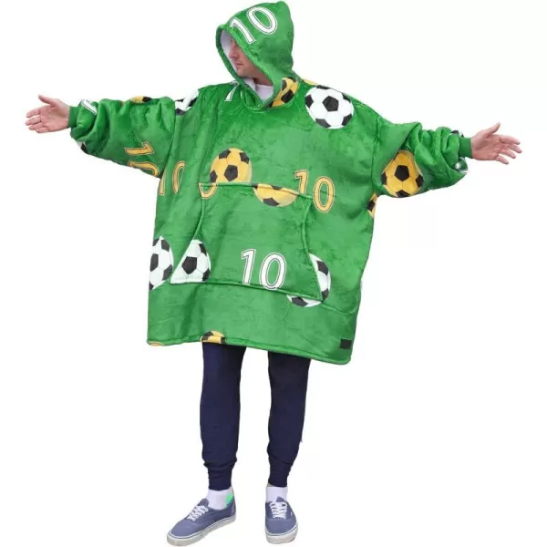 Catalonia Ribbit Deer Print Oversized Hoodie Blanket Sweatshirt Wearable Sherpa Giant Pullover for Adults Men Women Teenagers Wife Girlfriend GiftOne Size Soccer Team Green