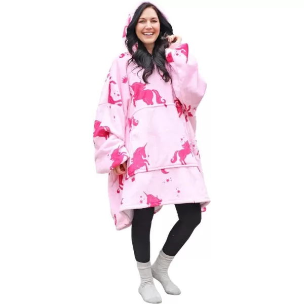 Catalonia Ribbit Deer Print Oversized Hoodie Blanket Sweatshirt Wearable Sherpa Giant Pullover for Adults Men Women Teenagers Wife Girlfriend GiftOne Size Unicorn Pink