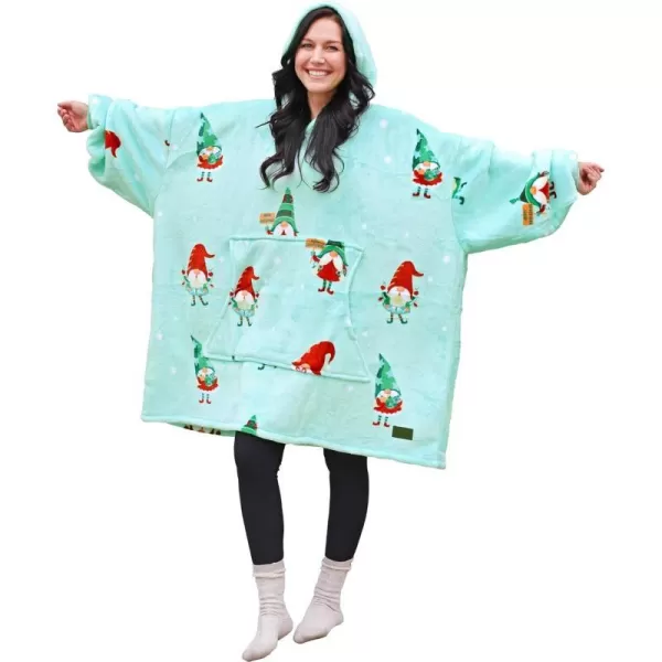 Catalonia Ribbit Deer Print Oversized Hoodie Blanket Sweatshirt Wearable Sherpa Giant Pullover for Adults Men Women Teenagers Wife Girlfriend GiftOne Size Xmas Elf Green