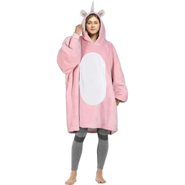 Catalonia Ribbit Deer Print Oversized Hoodie Blanket Sweatshirt Wearable Sherpa Giant Pullover for Adults Men Women Teenagers Wife Girlfriend GiftOne Size Unicorn