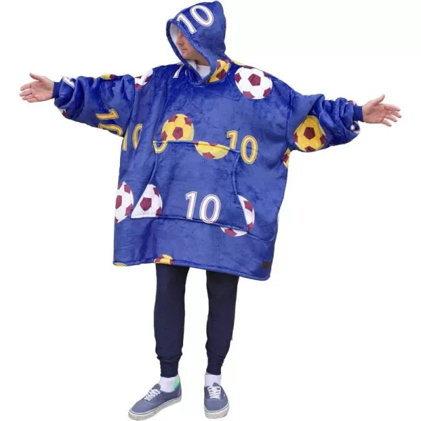 Catalonia Ribbit Deer Print Oversized Hoodie Blanket Sweatshirt Wearable Sherpa Giant Pullover for Adults Men Women Teenagers Wife Girlfriend GiftOne Size Soccer Team Blue