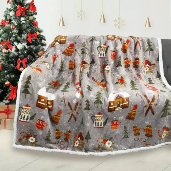 Catalonia Snowman Blanket Holiday Theme Sherpa Fleece Throw Blanket for Couch and Bed Christmas Blanket  Super Soft Comfy Cozy Fluffy Warm  60x80 inch Grey50x60 Tribe