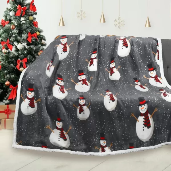 Catalonia Snowman Blanket Holiday Theme Sherpa Fleece Throw Blanket for Couch and Bed Christmas Blanket  Super Soft Comfy Cozy Fluffy Warm  60x80 inch Grey50x60 Snowman