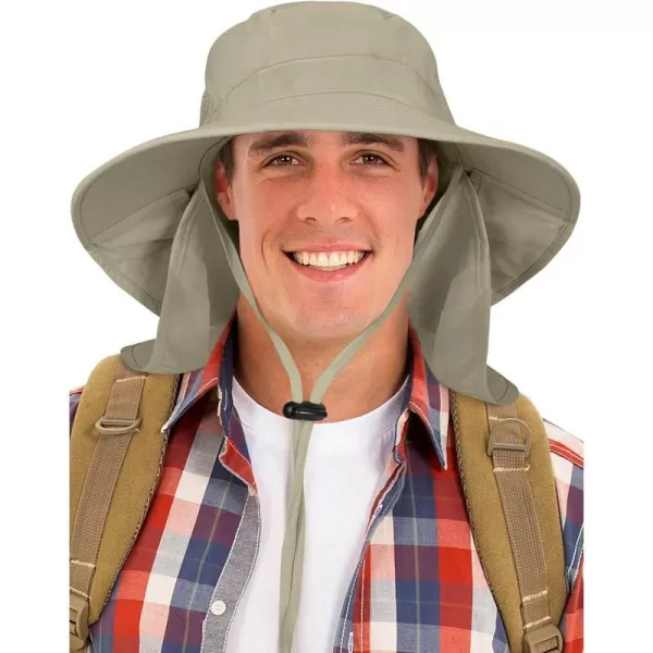 Catalonia Sun Hat for MenOutdoor Wide Brim Hat with Neck Flap Cover for Fishing Hiking Safari GardeningOlive  Side Mesh