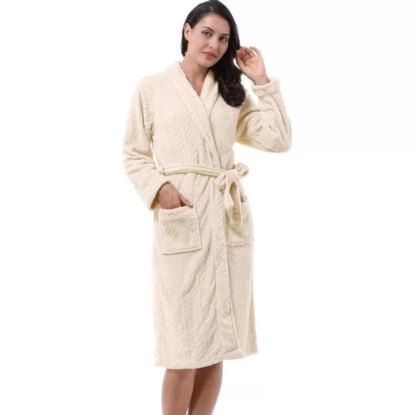 Catalonia Womens Fleece Long Bathrobe Herringbone Textured Soft Spa Hotel Plush RobeCatalonia Womens Fleece Long Bathrobe Herringbone Textured Soft Spa Hotel Plush Robe