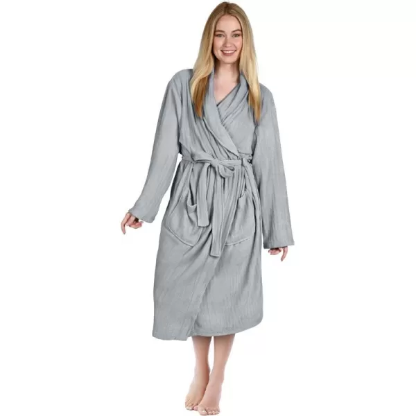 Catalonia Womens Fleece Long Robe Comfy Soft Chenille BathrobeGrey