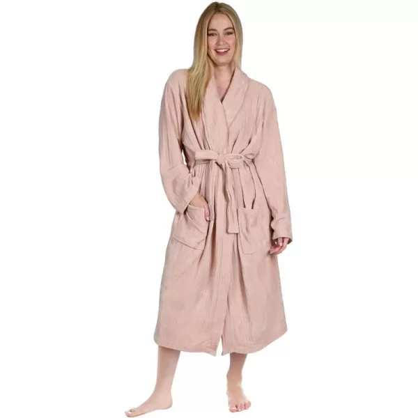 Catalonia Womens Fleece Long Robe Comfy Soft Chenille BathrobePink