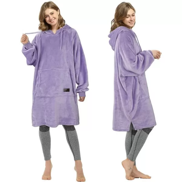 Catalonia Womens Plush Hoodie Sweatshirt Dress Casual Snuggly Wearable Blanket Pullover Sweater with Kangaroo Pocket Cozy and SoftOne Size Lavenderhoodie Dress