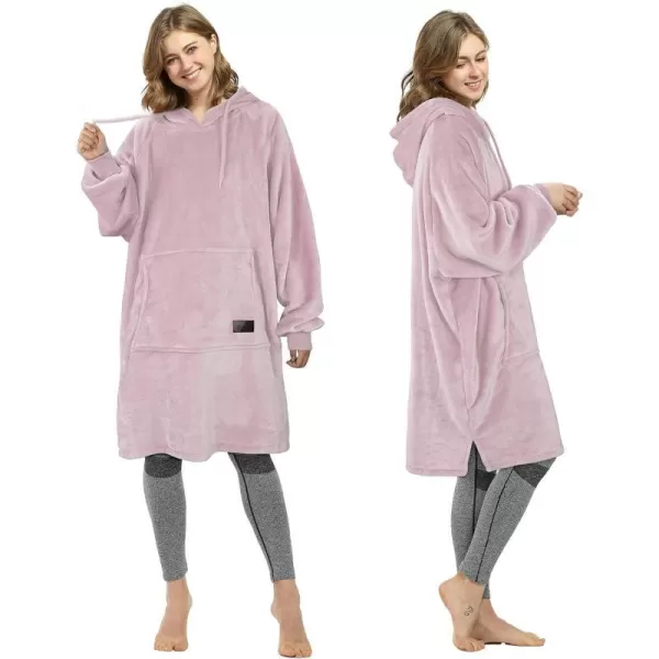 Catalonia Womens Plush Hoodie Sweatshirt Dress Casual Snuggly Wearable Blanket Pullover Sweater with Kangaroo Pocket Cozy and SoftOne Size Pinkhoodie Dress