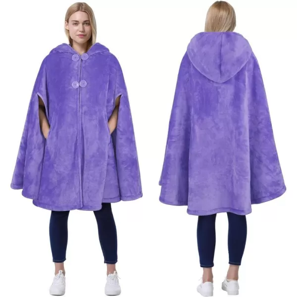 Catalonia Womens Poncho Cape Sherpa Fleece Cloak Coat Snuggly Hooded Wearable Blanket Gift Idea for Mom and Teen GirlsHooded Poncho Purple