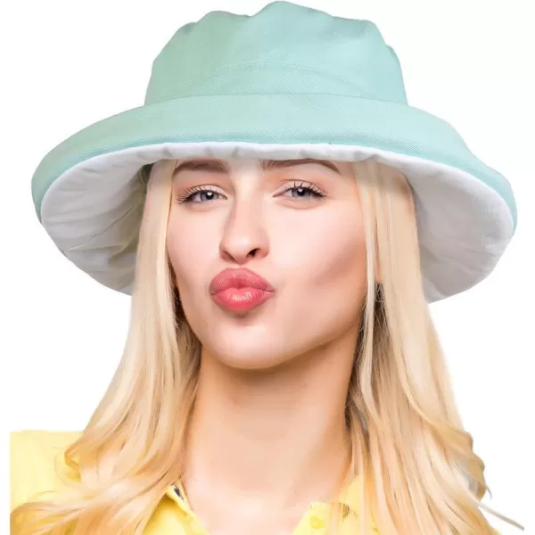 Catalonia Womens Wide Brim Sun Protection Hats with Flap Neck Cover for Traveling Hiking Safari Boating Driving GardeningGreenWhite