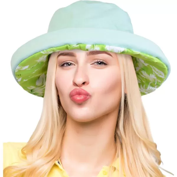 Catalonia Womens Wide Brim Sun Protection Hats with Flap Neck Cover for Traveling Hiking Safari Boating Driving GardeningHawaii Green